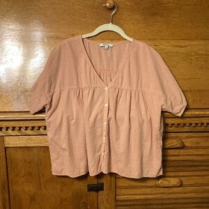 Madewell Rhyme Button-Front Top in Cliptop Antique Coral